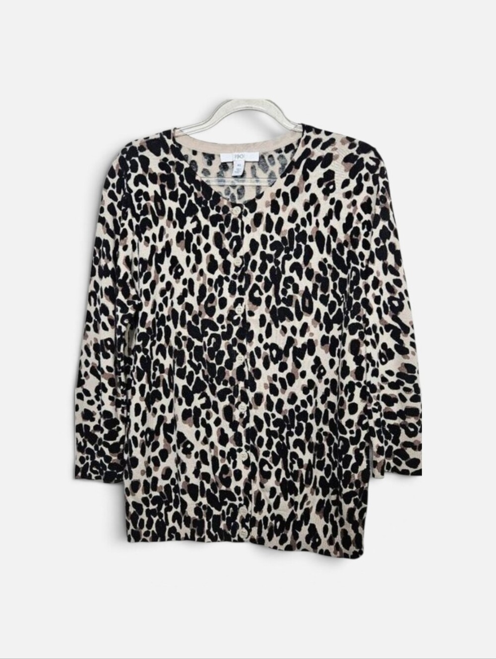 1901 Leopard Print Cardigan XS Pima Cotton Animal Print Boho Chic Preppy